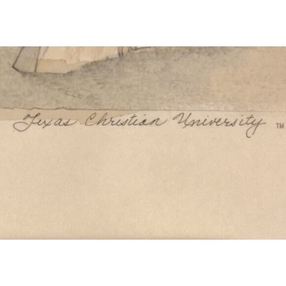 11.5"x14" Hand Colored Pencil Sketch PRINT TCU Horned Frog by CHARLES OVERLY EUC - Picture 8 of 8